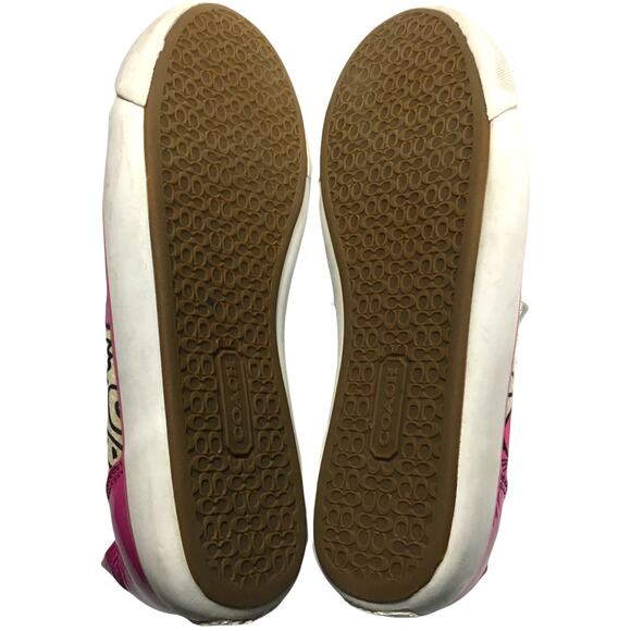 Coach Barrett Shoes Poppy Pink Petal Fabric Leather Women's sz 7 Sneakers - Picture 11 of 13